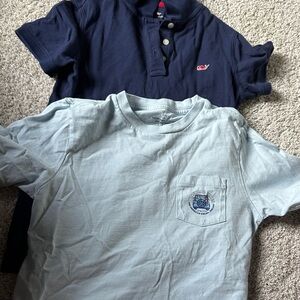 Vineyard Vines Navy and Light Blue Kids Polo Set